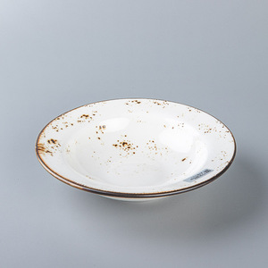 Ingrosso piatto in ceramica cappello di paglia a forma di insalata rotonda zuppa di <span class=keywords><strong>Pasta</strong></span> vassoio di servizio da Dessert ristorante stoviglie in porcellana - Product Image 1