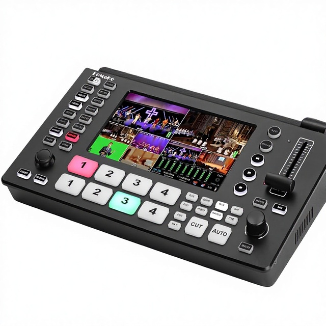 FoMaKo 4K Video Mixer Switcher 5.5" FHD LCD Screen 5-Channel Live Streaming 4K 60FPS Input 1080p 60FPS Output HDMI Switcher, M3