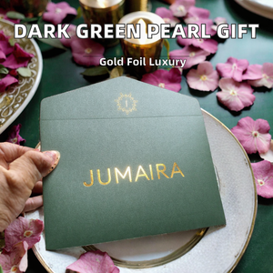 Sac cadeau de mariage de luxe personnalisé vert foncé avec logo en feuille d'or estampé à chaud sur carton - Product Image 2