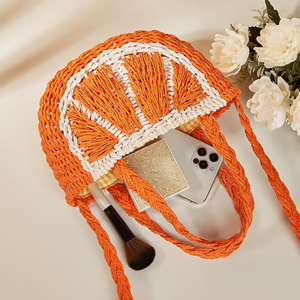 New Fashion Woven <b>Straw</b> Clutch Handbag Women's Summer Beach Crossbody <b>Bag</b> Boho Wicker Single Strap Lace-up Closure Wedding - Product Image 6