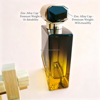Flacon de parfum en verre noir et jaune dégradé carré de luxe personnalisé de 100 ml, bouchon géométrique, diffuseur de roseaux, emballage de marque OEM gratuit
