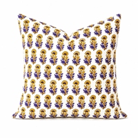 Housse de coussin décorative en coton 100% à imprimé botanique jaune et violet pour canapé, chambre et maison