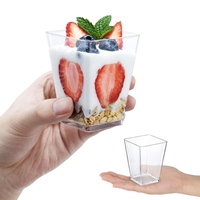 Ptpack Wegwerp Plastic Vierkante Mousse Beker Met Deksel Ijs Pudding Parfait Beker Transparante Dessertbeker