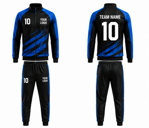 Conjunto de uniforme de fútbol personalizado, chándal unisex, chaqueta y pantalones de entrenamiento para equipo, traje de calentamiento de fútbol, transpirable, con logotipo, nombre y número. - Product Image 3