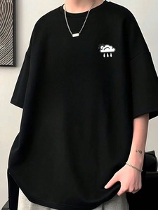 Men's casual <b>cloud</b> print crew <b>neck</b> short-sleeved T-shirt, summer factory direct, customization available.F10 - Product Image 2