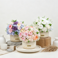 Vase en travertin pour décoration de table de mariage à domicile, marque privée, arrangement de roses éternelles préservées pour toujours