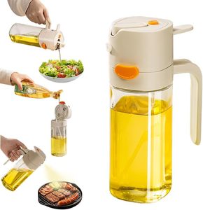 Bottiglia <span class=keywords><strong>Spray</strong></span> 2 in 1 da 530 ml per Olio da Cucina e Olio d'Oliva con Beccuccio Dosatore per Olio a Basso Contenuto di Grassi per Marinare, Grigliare, Cucinare e Insalate - Product Image 1