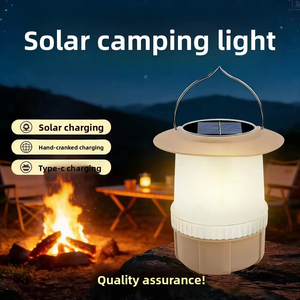 Nouvelle lampe de camping LED solaire et à manivelle, lumière blanche chaude, portable, étanche IP65, multifonction, recharge d'urgence, intensité réglable - Product Image 4