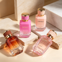 Vente en gros d'usine, flacons de parfum en verre vides élégants et raffinés de 30 ml, flacons de parfum transparents dégradés roses pour femmes, flacons de parfum de luxe