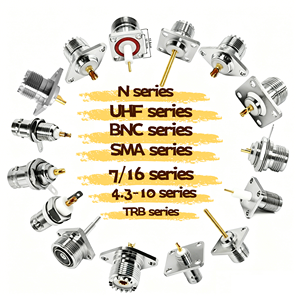 หัวต่อโคแอกเชียล RF แบบติดตั้งบนแผงหน้าปัดชนิด N/SMA/BNC/UHF/7/16 DIN/4.3-10 แบบตัวผู้ พร้อมหน้าแปลน 4 รู สำหรับบั<span class=keywords><strong>ด</strong></span>กรี ขาเสียบ M3 M4 M5 - Product Image 1