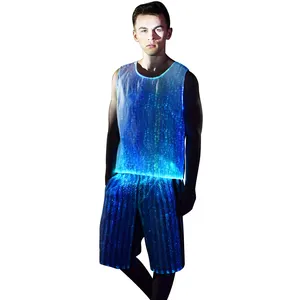 2020 Spring Summer new arrival glowing party night club tanktop El Music fiber optic tshirt luminous men's T-shirt LED T-shirt