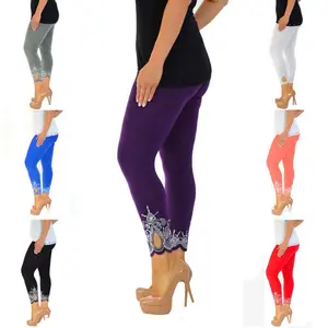 Women's leggings plus size casual Stretchy Skinny Slim Seamless Print Ninth Leggings