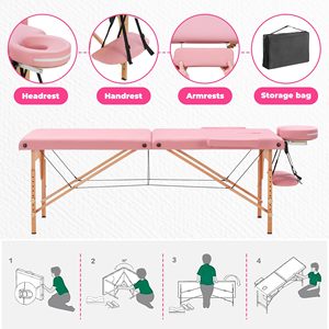 Lit <span class=keywords><strong>de</strong></span> <span class=keywords><strong>massage</strong></span> pliable en mousse <span class=keywords><strong>de</strong></span> haute qualité <span class=keywords><strong>Table</strong></span> <span class=keywords><strong>de</strong></span> <span class=keywords><strong>massage</strong></span> rose portable à 2 sections et lit en vente - Product Image 4