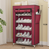Meuble à chaussures moderne à 6 niveaux, anti-poussière, multifonctionnel, avec housse non tissée, facile à assembler, pour l'entrée