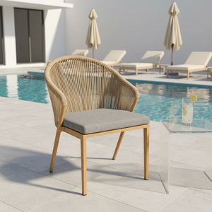 Sedia <span class=keywords><strong>da</strong></span> Giardino di Lusso all'Ingrosso, <span class=keywords><strong>Poltrona</strong></span> in Alluminio Antiruggine con Schienale in Corda e Cuscino per Villa, Cortile e Terrazza - Product Image 6