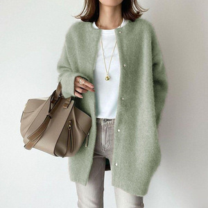 Kardigan Rajut Terbaru Model Longgar, Bahan Lembut, Rajutan Crochet, Pakaian Rajut Polos, <span class=keywords><strong>Sweater</strong></span> Longgar, Kardigan Tebal Wanita - Product Image 3
