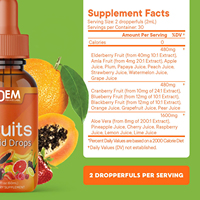 Hete Aanbieding OEM Fruit- en Groentesupplementen Hoge Kwaliteit Natuurlijke Fruit- en Groentevitamine Vloeibare Druppels voor Balans