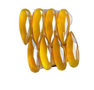 Piedra preciosa de Calcedonia amarilla suelta de alta calidad, forma de pera Natural, corte de rosa, parte posterior plana, joyería suave de alto pulido, cambio de Color - Product Image 2