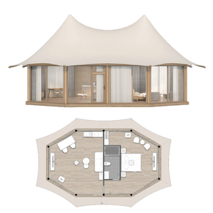 GSD Outdoor Glamping Safari Tienda de lujo para acampar <span class=keywords><strong>Restaurante</strong></span> con baño Lona Safari Lodge Glamping Hotel Pyramid Tent - Product Image 2