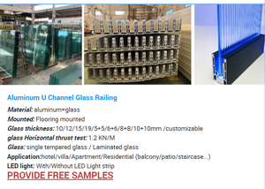사용자 정의 틀 U 채널 유리 난간/난간 강화 유리 패널 - Product Image 2