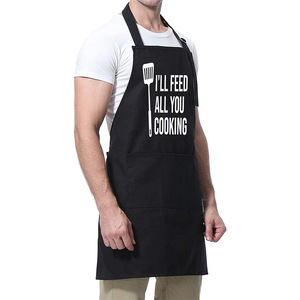 Divertente Grembiule da Chef Nero 'I'LL FEED ALL YOU', Regolabile per BBQ e Cucina, con Tasche, Accessori per Grigliate - Product Image 4