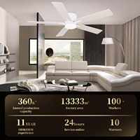 Ventilateur de plafond électrique blanc de 52 pouces de qualité fiable avec télécommande et kit d'éclairage LED à intensité variable pour usage domestique