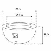 Foyer extérieur rond en béton de 36 pouces avec pierre de lave de haute qualité, gaz propane naturel MGO inclus