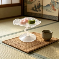 Plateau de présentation en verre borosilicate fait main de style nordique, durable, pour desserts, idéal pour les fêtes d'anniversaire et les tables de Noël