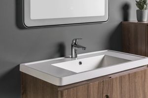 Empolo-Fregadero doble moderno para tocador <span class=keywords><strong>de</strong></span> <span class=keywords><strong>ba</strong></span>ño, pequeño espacio, fácil almacenamiento <span class=keywords><strong>de</strong></span> maquillaje, con lámpara <span class=keywords><strong>de</strong></span> espejo, práctico móvil, <span class=keywords><strong>Ba</strong></span> - Product Image 5