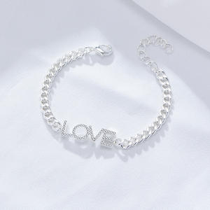 Bracelets à maillons ajustables en laiton rhodié plaqué or 18 carats avec zircon cubique, lettres d'amour brésiliennes, pour femmes et hommes - Product Image 6