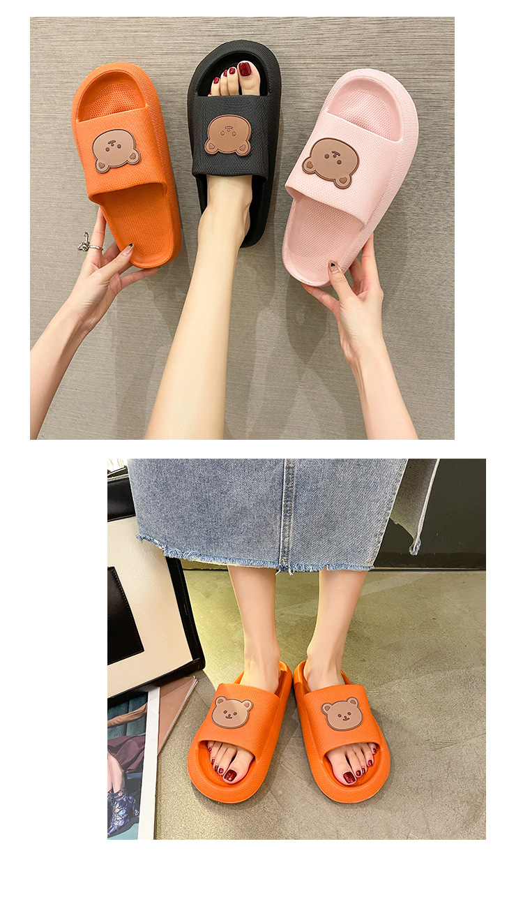 Love Bear Summer Slippers Women Indoor Home Non-slip Bathroom Soft Slides Slippers