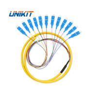 Chinese Supplier OEM FTTH Singlemode Multimode FC ST SC LC Bundle Pigtail 12 Core 12 Color SC UPC Fiber Optic Bundle Pigtail