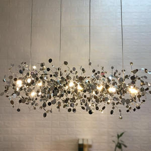 Lustre en acier inoxydable <span class=keywords><strong>argenté</strong></span> avec pendentif en forme de branche de feu d'artifice, idéal pour salle à manger, hôtel, studio - Product Image 4
