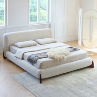Lit King Size Moderne Italien à Vente Chaude, Tissu Entièrement Doux, Lits Capitonnés avec Rangement, Ensembles de Meubles de Chambre à Coucher pour Villa et Appartement