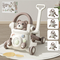 Poussette 4-en-1 en plastique pour bébés avec lumière musicale Marchette d'apprentissage assise pour enfants