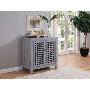 Frente de trabajo de celosía de gabinete de acento inspirado en DB Farmhouse con acabado Gris desgastado para muebles de casa, bar o villa interior - Product Image 1