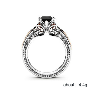Anello quadrato nero a otto punte per donna, gioiello da dito alla moda in stile europeo e americano - Product Image 5