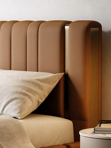 Le plus récent <span class=keywords><strong>lit</strong></span> en cuir marron italien maison confortable en bois cadre doré <span class=keywords><strong>lit</strong></span> Villa maître moderne Simple chambre <span class=keywords><strong>lit</strong></span> Double - Product Image 5