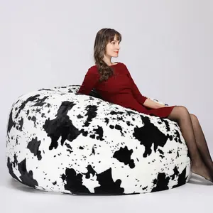 거품 SAC 패션 거품 채워진 암소 패턴 흑백 핸드폰 포켓 콩 가방 인쇄 의자 동물 beanbag