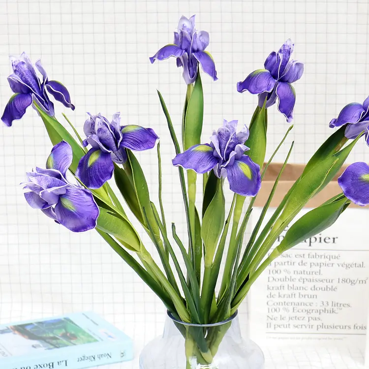 A-1083 Real Looking Long Stems Artificial Flower Real Touch PU Iris Flower for Wedding Home Party Flower Arrangements Decoration