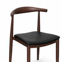Chaise de salle à manger commerciale en corne de bœuf avec coussin en PU, aspect bois massif, structure en acier, chaise Y moderne pour restaurant, café, hôtel, bistrot, banquet