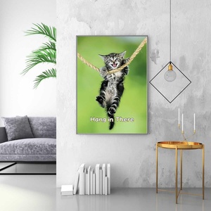 Affiche personnalisée « Hang in There Cat » en gros pour décoration murale, impressions sur toile, affiche pour art mural amusant, décoration moderne pour la maison, sans cadre - Product Image 2