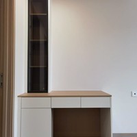 Table de toilette minimaliste en bois de pin massif avec miroir éclairé par LED amovible, design modulaire, salon, appartement, assemblé