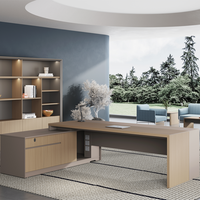 Bureau de direction de luxe pour espace ouvert avec rideau, 46 pouces de large, en aluminium, avec boîte à câbles intégrée, montage facile