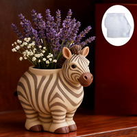 Moule en silicone Zebra pour pot de ciment/plâtre, DIY, pour pot de rangement en résine époxy, pot de fleurs, ornements, design moderne et simple