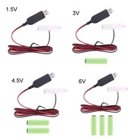 Câble éliminateur de batterie AA avec convertisseur de type C Entrée USB ou type C Sortie de batterie factice AA 5V2A 1.5V/3V/4.5V/6V