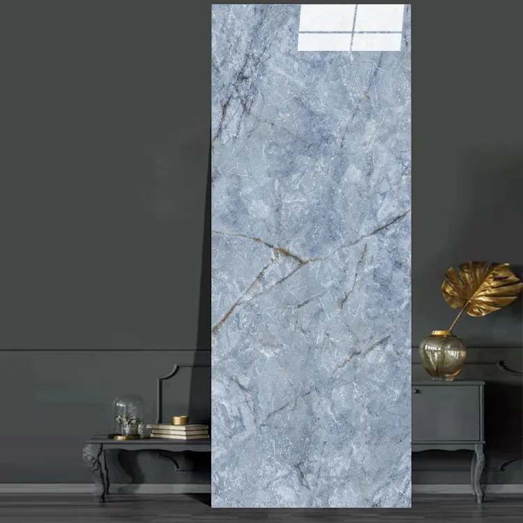 Marmer biru mewah untuk lantai Interior ubin dinding batu buatan marmer ubin lempengan untuk lemari kamar mandi meja makan