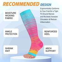 Chaussettes de compression à rayures dégradées personnalisées, souples, à bout ouvert et zippées pour femmes, manchons de compression graduée pour mollets, récupération sportive, anti-fatigue des jambes
