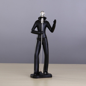 Preto abstrato resina músico estátua estatueta artificial personagem modelo para jardim decoração pintado anime figura animal