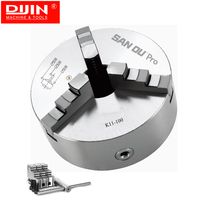 Chuck Manual Self Centering 3 Cakar Baja Presisi Tinggi K11-100 Pro Merek SANOU untuk Mesin Bubut Mini 100mm dengan Akurasi 0.03mm